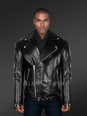 Chic Authentic Leather Jacket with Belt for Stylish Men
