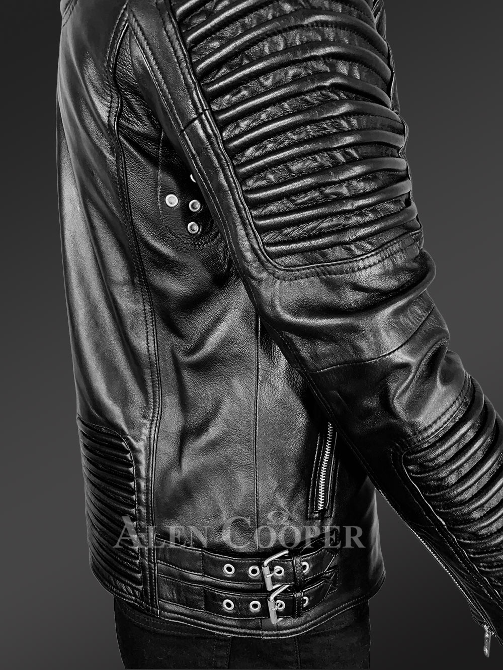 Chic Authentic Leather Jacket with Belt for Stylish Men - Image 6