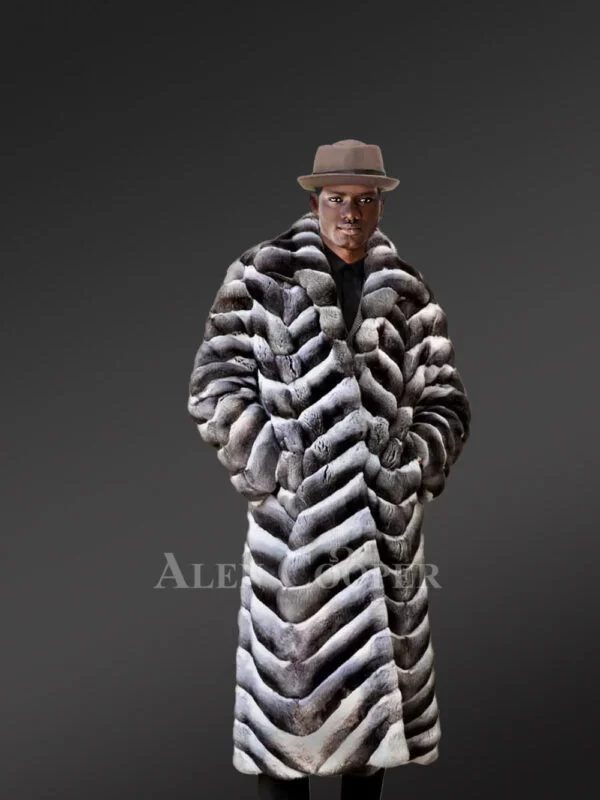 Chinchilla Fur Long Coat for Men