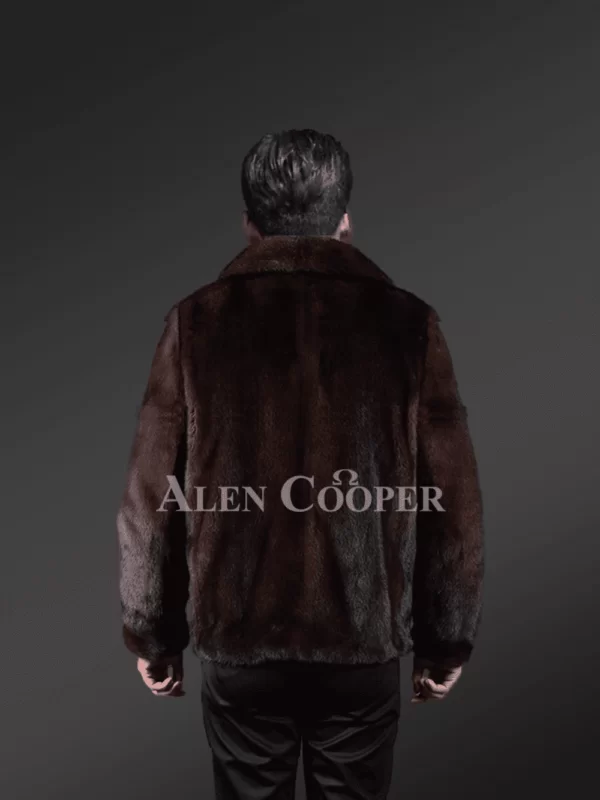 Full Skin Brown Mink Jacket for Men - Image 7