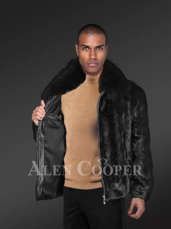 Classic Mink Bomber Jacket - Image 2