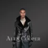 Classy Shearling Long Coat With Nappa Finish For Men