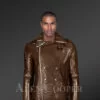 Coffee color Italian-finish leather biker jackets for stylish men