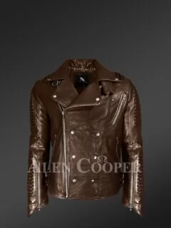 Men s leather jacket with fur collar Overcoats for men Alen Cooper