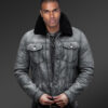 Denim Style Authentic Shearling Jacket for Men