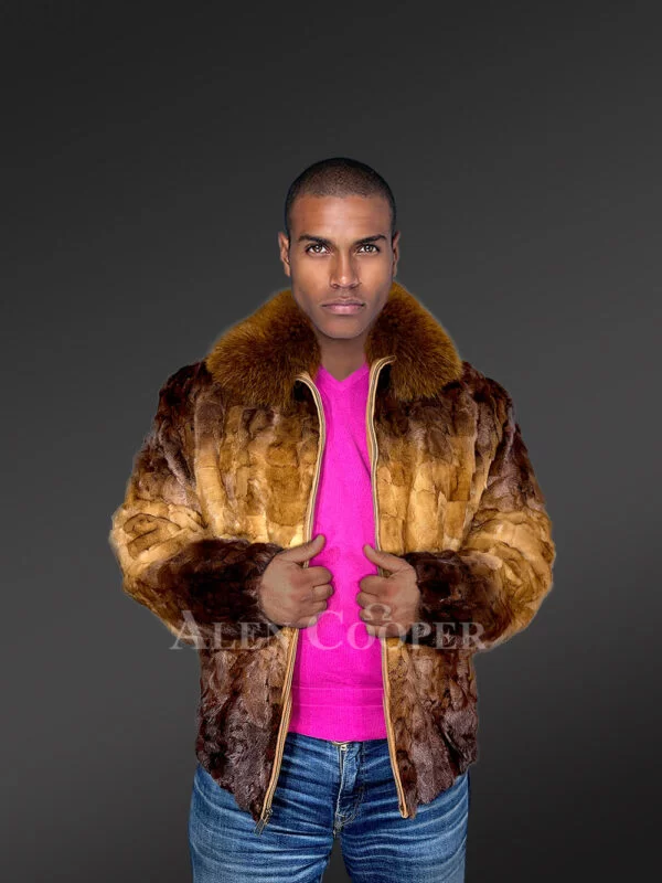 Diamond Sheared Two Tone Whisky Mink Fur Bomber