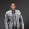 Distressed Grey Shearling Jacket for men