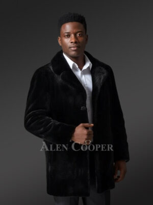 Exotic Black Full Skin Mink Fur Coat for Men
