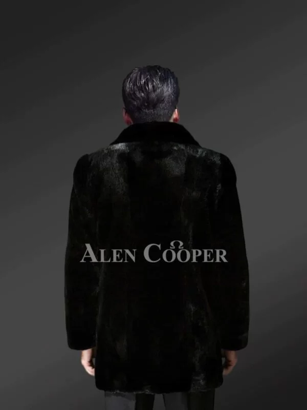 Exotic Black Full Skin Mink Fur Coat for Men - Image 3