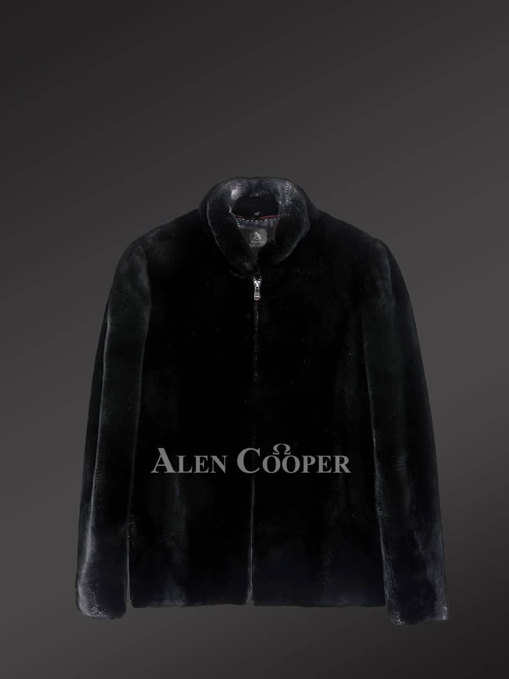Exotic Black Full Skin Mink Fur Coat for Men's - Image 5