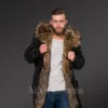 Finn raccoon fur black hybrid parka convertibles for men