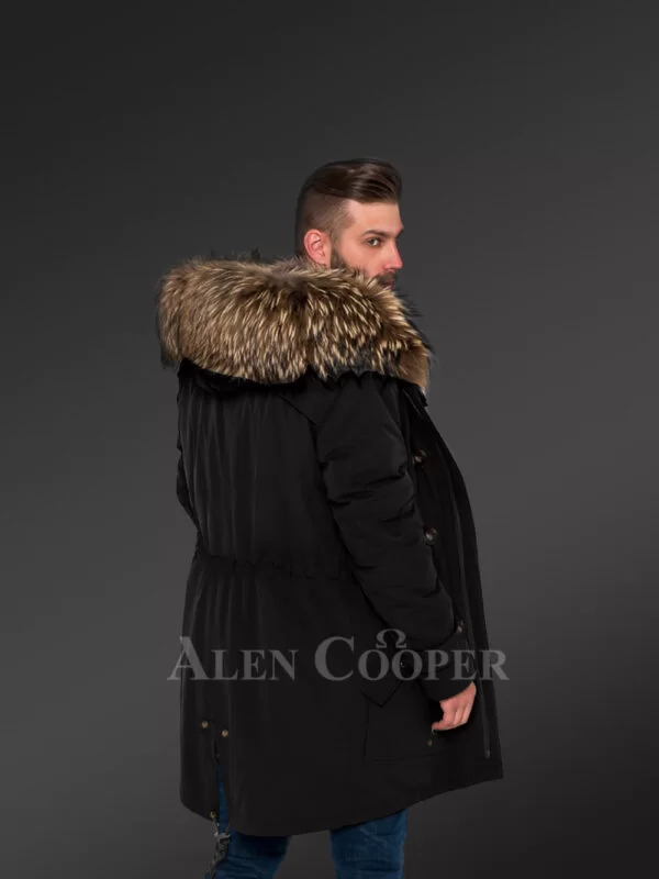Finn Raccoon Fur Black Hybrid Parka Convertibles for Masculine and Tasteful Men - Image 4