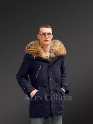 Finn raccoon fur hybrid navy parka convertibles for charming and carefree