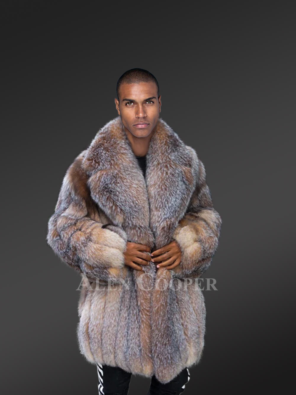 2019 New Mens Fox Fur Coat Fashion Long Fur Jacket Suit Collar