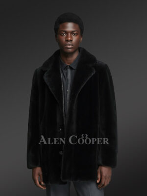 Full Skin Mink Fur Coat For Men with Stylish Buttons and Collar