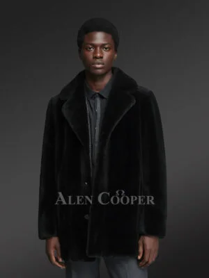 Full Skin Mink Fur Coat For Men with Stylish Buttons and Collar