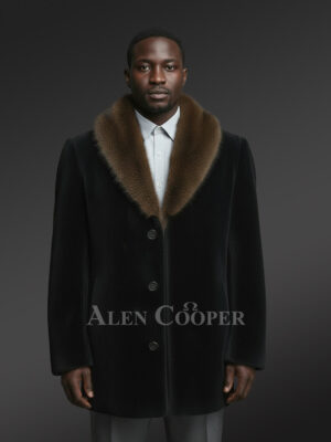 Full Skin Mink Fur Coat for Men with Striking Collar and Lapel