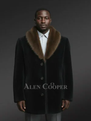 Full Skin Mink Fur Coat for Men with Striking Collar and Lapel