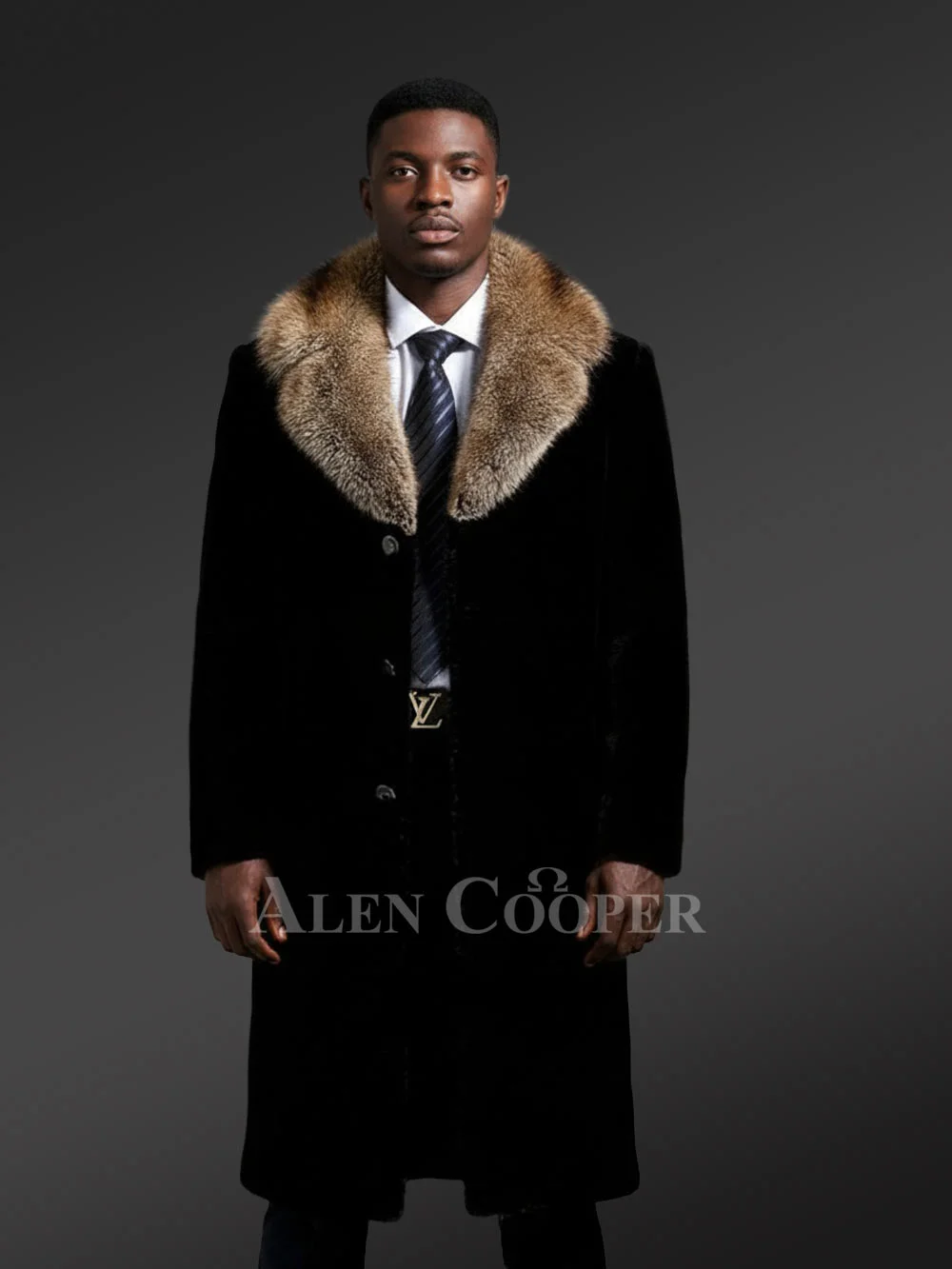 ジャケット・アウター MEN'S MELROSE Mods long coat Mens Mink Fur Coat with broad lapel
