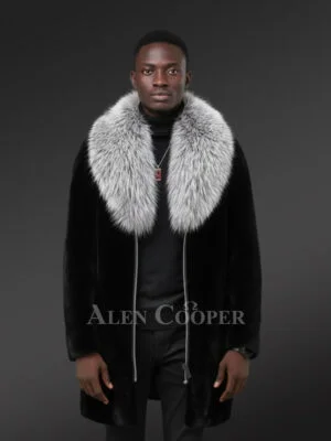 Full Skin Mink Fur Coat for Men with Striking Collar
