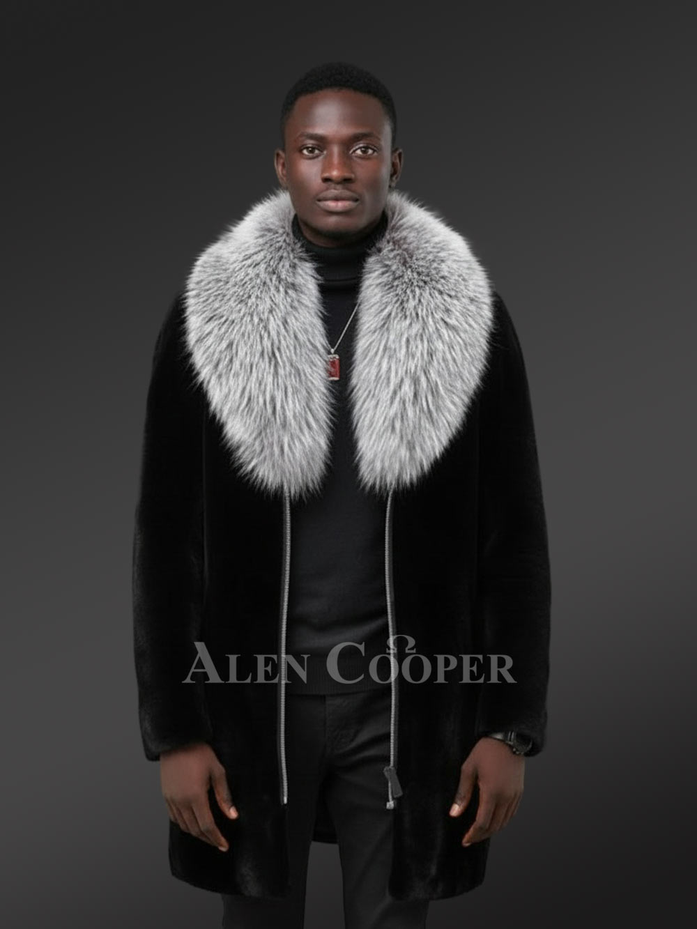 Full Skin Mink Fur Coat for Men with Striking Collar