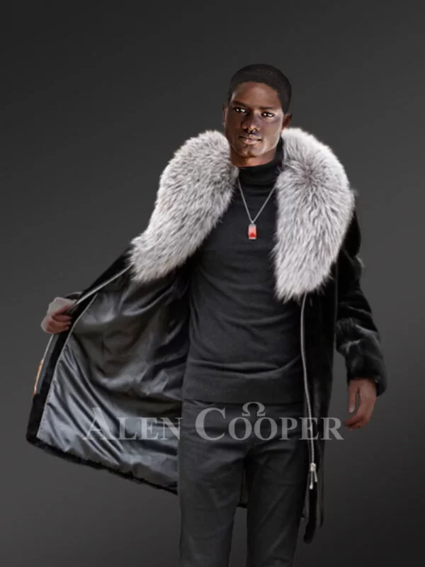 Full Skin Mink Fur Coat for Men with Striking Collar - Image 2