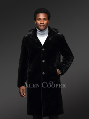 Full Skin Mink Fur Long Coat with Hood