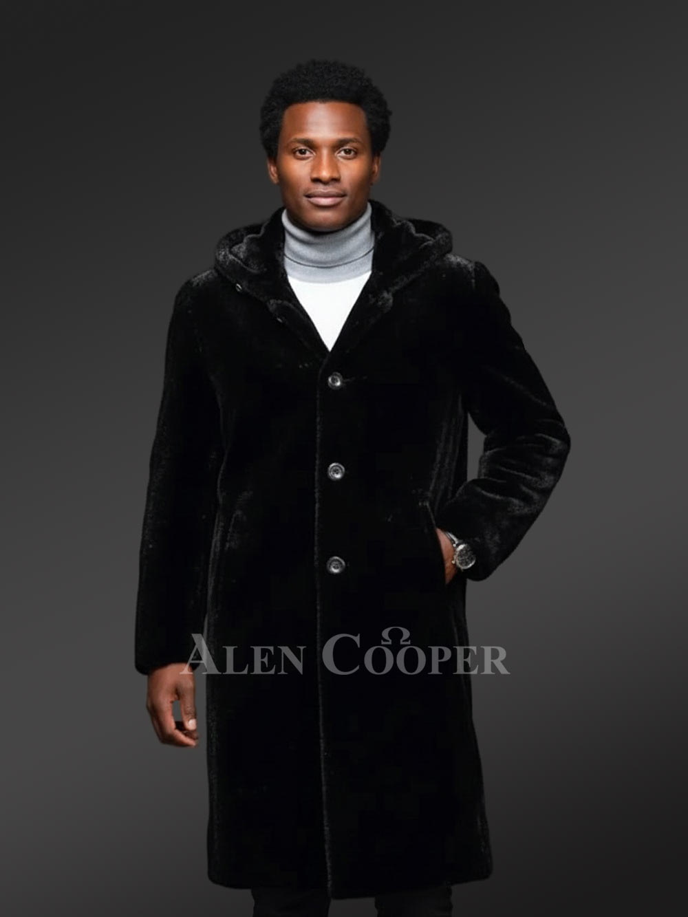 Full Skin Mink Fur Long Coat with Hood