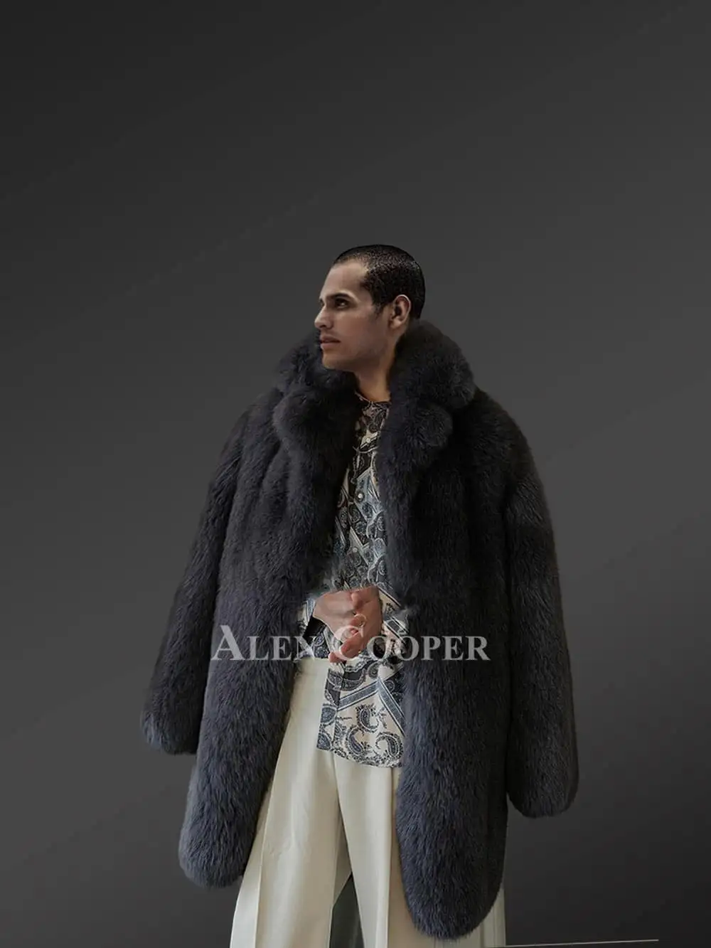 Mens Fox Fur Trench Coat – Magnificent Winter Outfit - Image 3