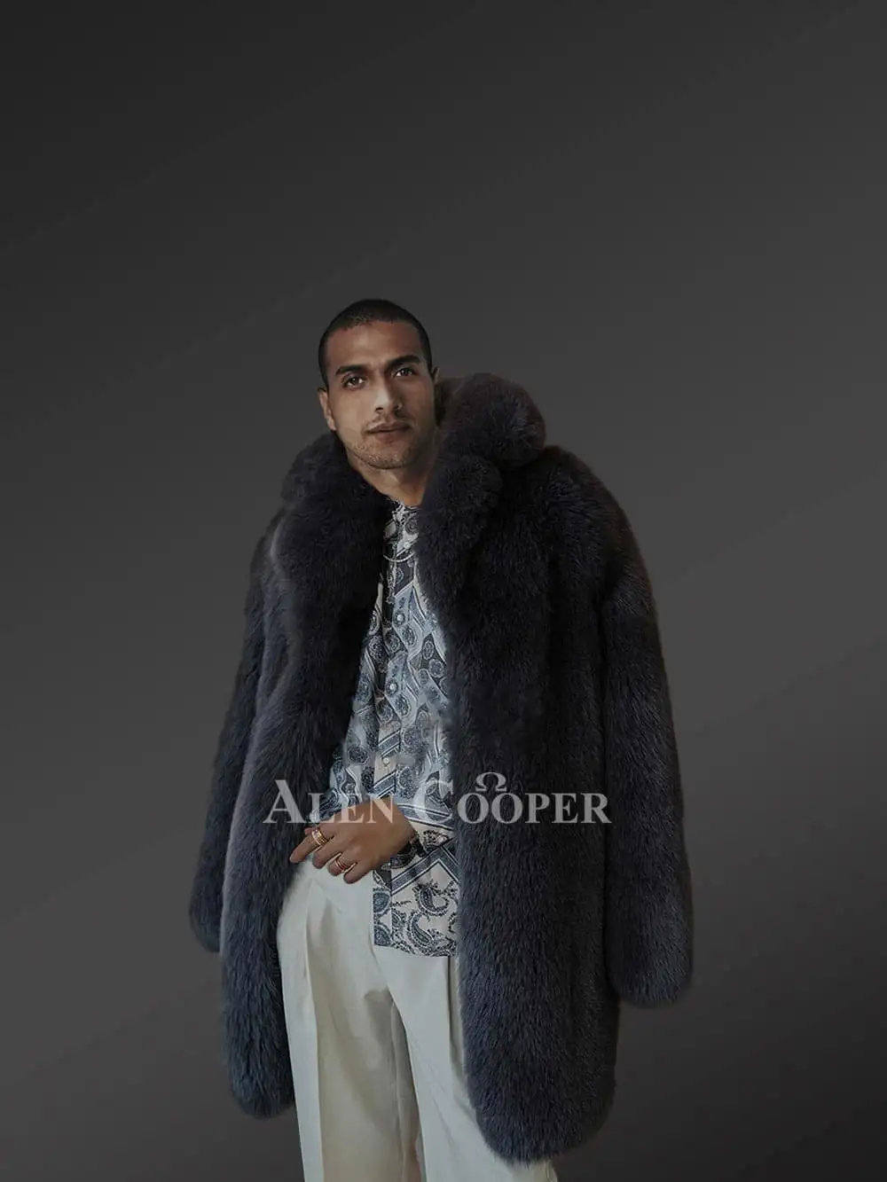 Mens Fox Fur Trench Coat – Magnificent Winter Outfit - Image 4