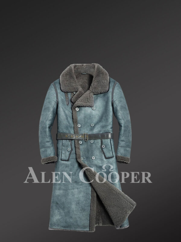 Genuine Shearling Denim Long Coats for Men This Winter