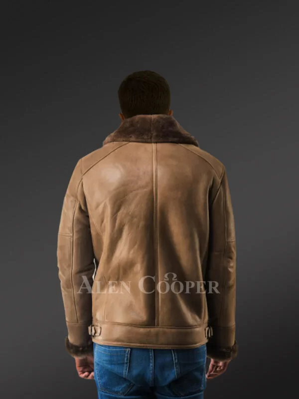 Original Shearling Skin Biker Jacket for Style-Loving Men - Image 3