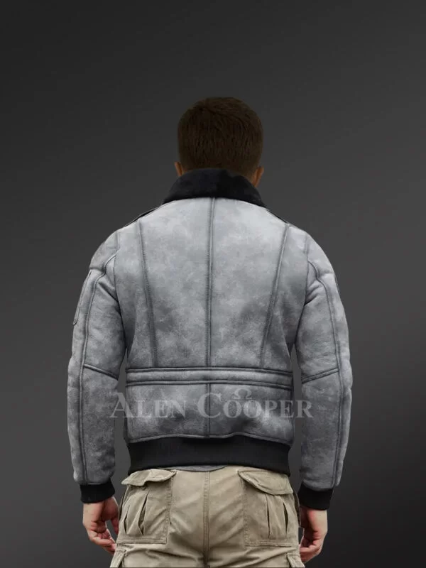 Genuine Shearling Jackets in Grey for Tasteful Men - Image 2