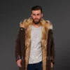 Golden Island Fox Fur Hybrid Coffee Parkas For Manly Style And Elegance