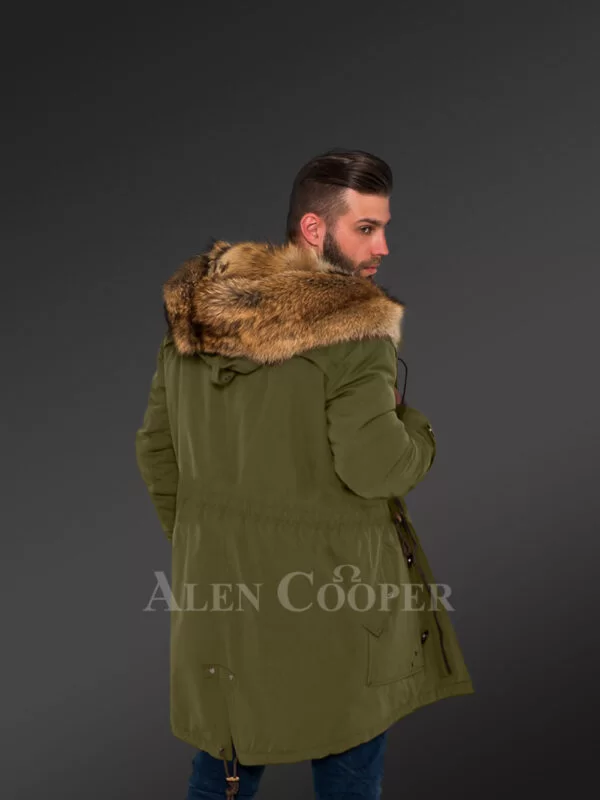 Golden Island Fox Fur Green Hybrid Parka Convertibles for Men to Envy Men - Image 5