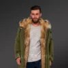 Golden Island fox fur green hybrid parka convertibles for men to envy mens