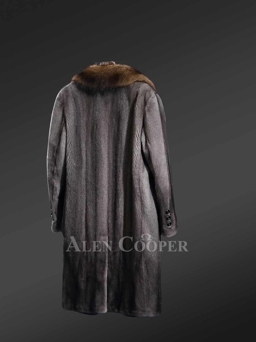 Mink Long Coat for men with Lapel Style Collar - Image 9