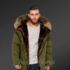 Hybrid Green Finn Raccoon Fur Parka Convertibles To Make Men