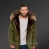 Hybrid Green Finn Raccoon Fur Parka Convertibles To Make Men