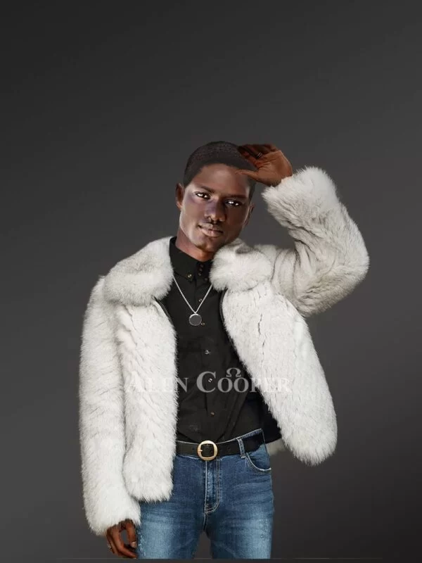 Mens Fox Fur Bomber Jacket for an Effortlessly Classy Look - Image 6