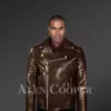 Italian-Finish Leather Biker Jackets For Stylish Men In Coffee Color
