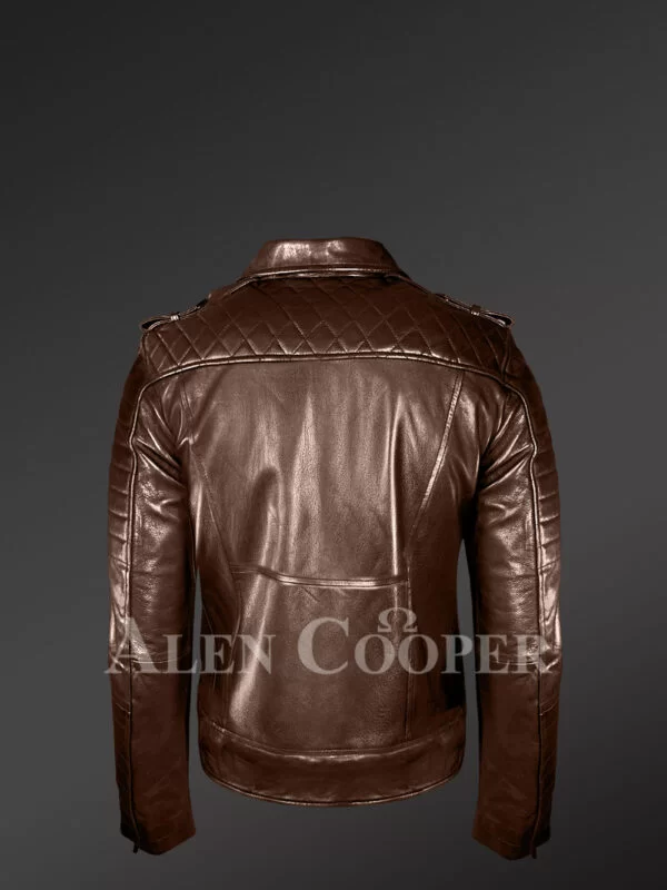 Italian-Finish Leather Biker Jackets For Stylish And Trendy Men In Coffee Color - Image 4