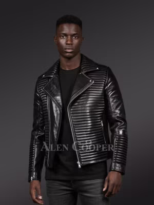 Leather Biker Jacket with Notched Lapel – Bold Looks with Max Comfort