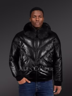 Leather Bomber Jacket With Fur