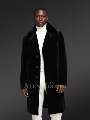 Long Mink Fur Coat with Buttoned Sleeves