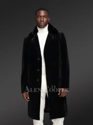 Long Mink Fur Coat with Buttoned Sleeves