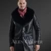 Long and stylish classic cut merino lamb fur lined leather coat for men