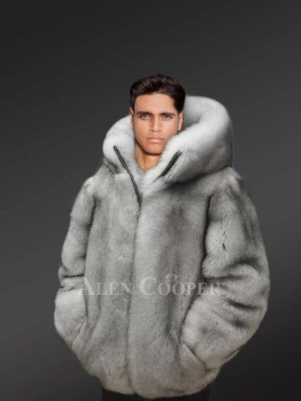 Mens Full Skin Fox Fur Jacket for Trendsetting Looks - Image 2