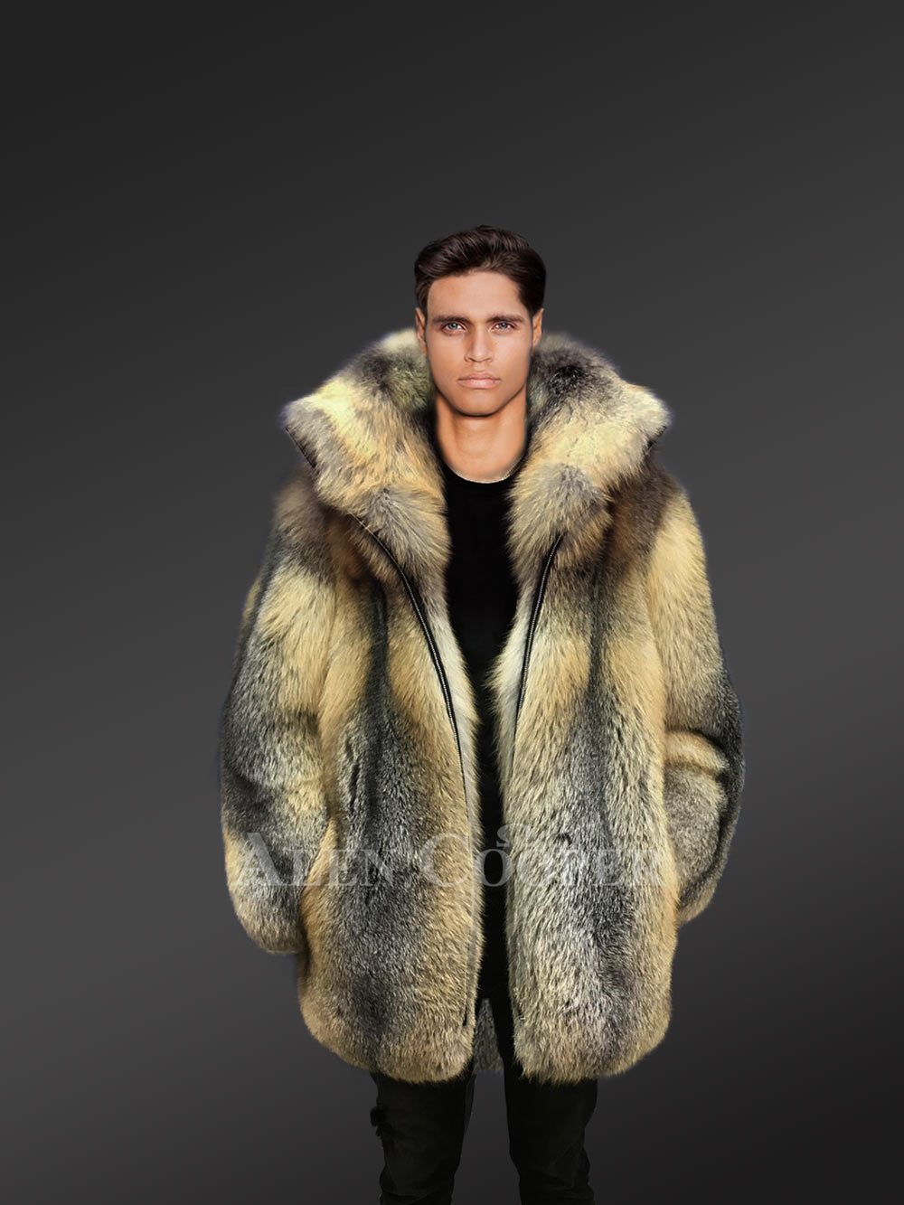 Golden Island Fox Fur Coat for Men
