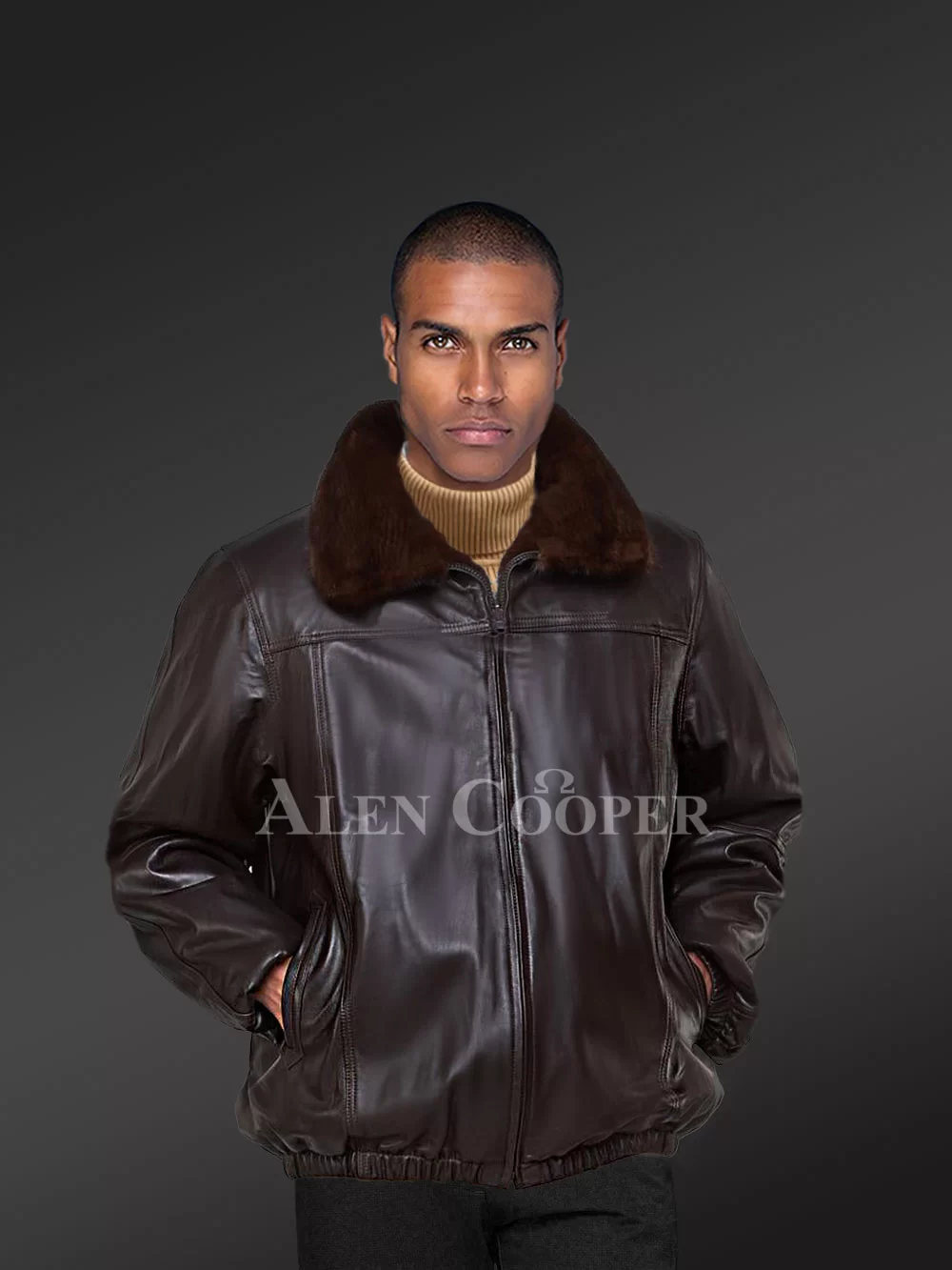 Rosendorf/ Evans Mahogany Mink Bomber Jacket Reversible to Leather- Si